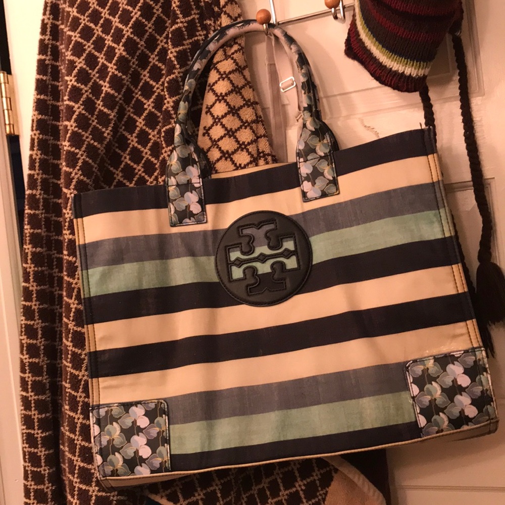 Tory Burch large Ella striped tote